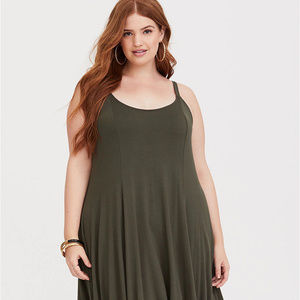 Torrid  Olive Handkerchief Jersey Dresss size 1